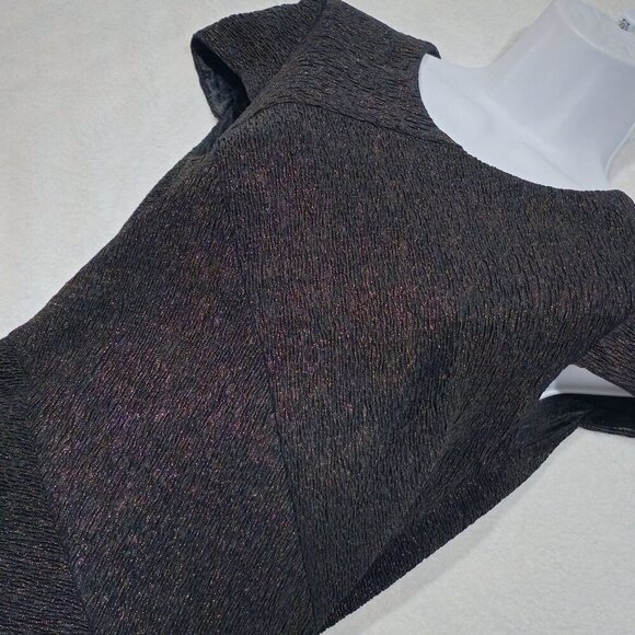 Aidan Mattox ✦ Black Metallic Cocktail Dress ✦ Cap Sleeve Stardust Elegance Sz 4 - Picture 7 of 12